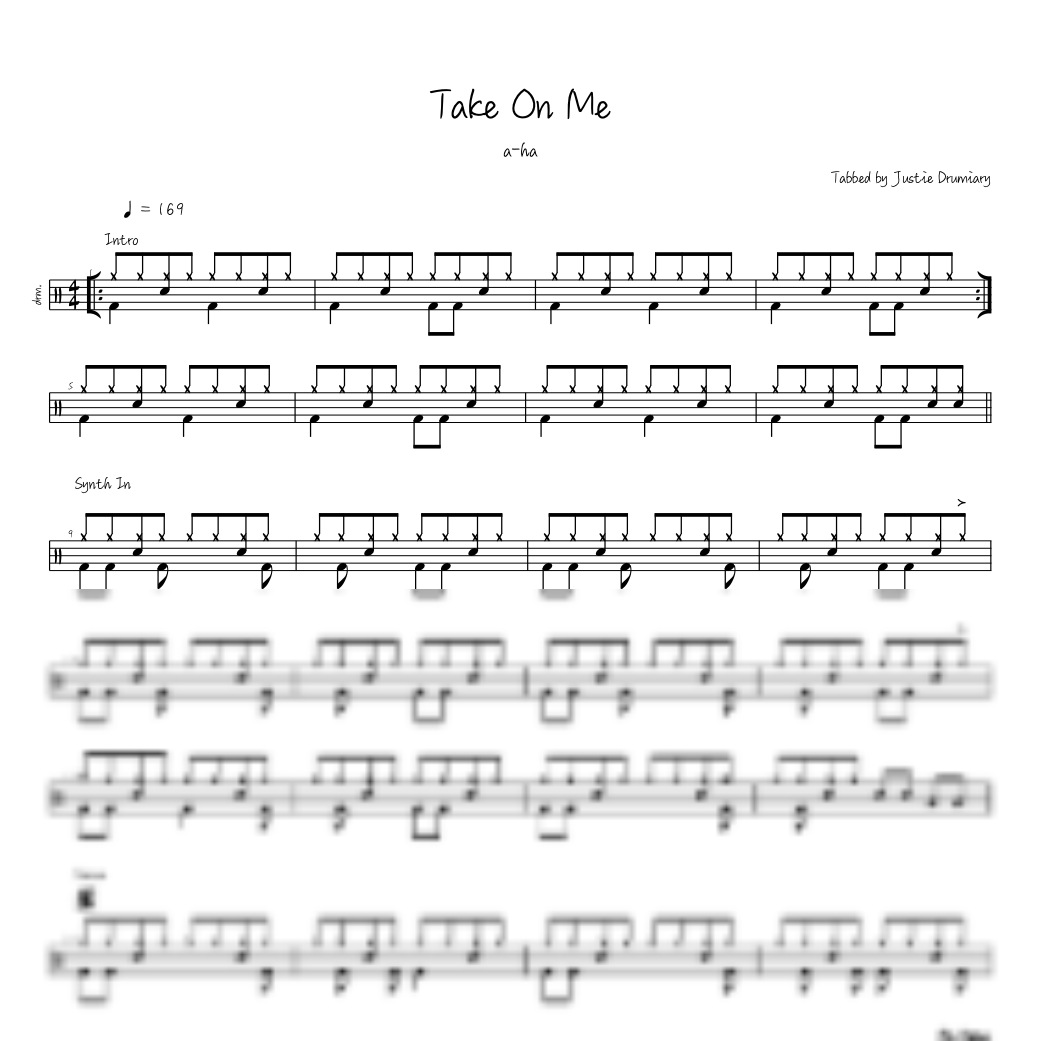 The first page of Take On Me